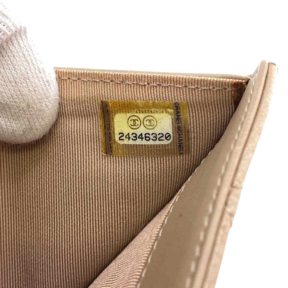 CHANEL Tri-fold wallet leather beige Matrasse Women Used Authentic