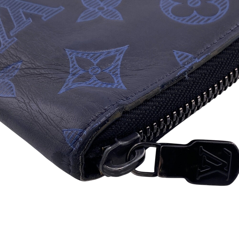 LOUIS VUITTON Long Wallet Purse M80423 leather Navy Zippy wallet Monogram Vertical mens Used Authentic