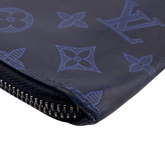 LOUIS VUITTON Long Wallet Purse M80423 leather Navy Zippy wallet Monogram Vertical mens Used Authentic