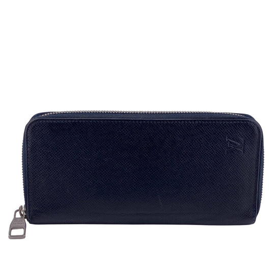 LOUIS VUITTON Long Wallet Purse M30510 leather Navy Taiga Zippy Wallet Vertical mens Used Authentic