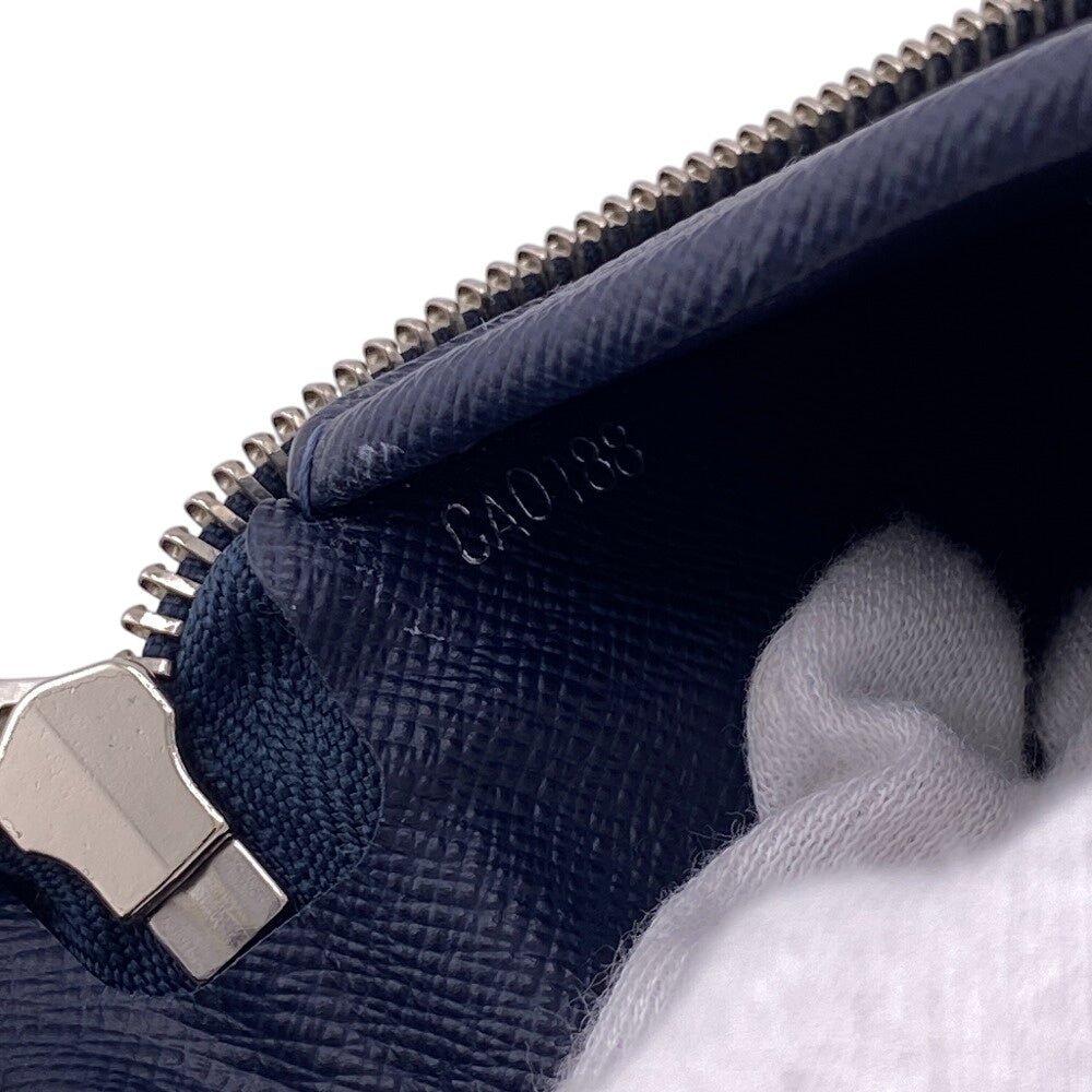 LOUIS VUITTON Long Wallet Purse M30510 leather Navy Taiga Zippy Wallet Vertical mens Used Authentic