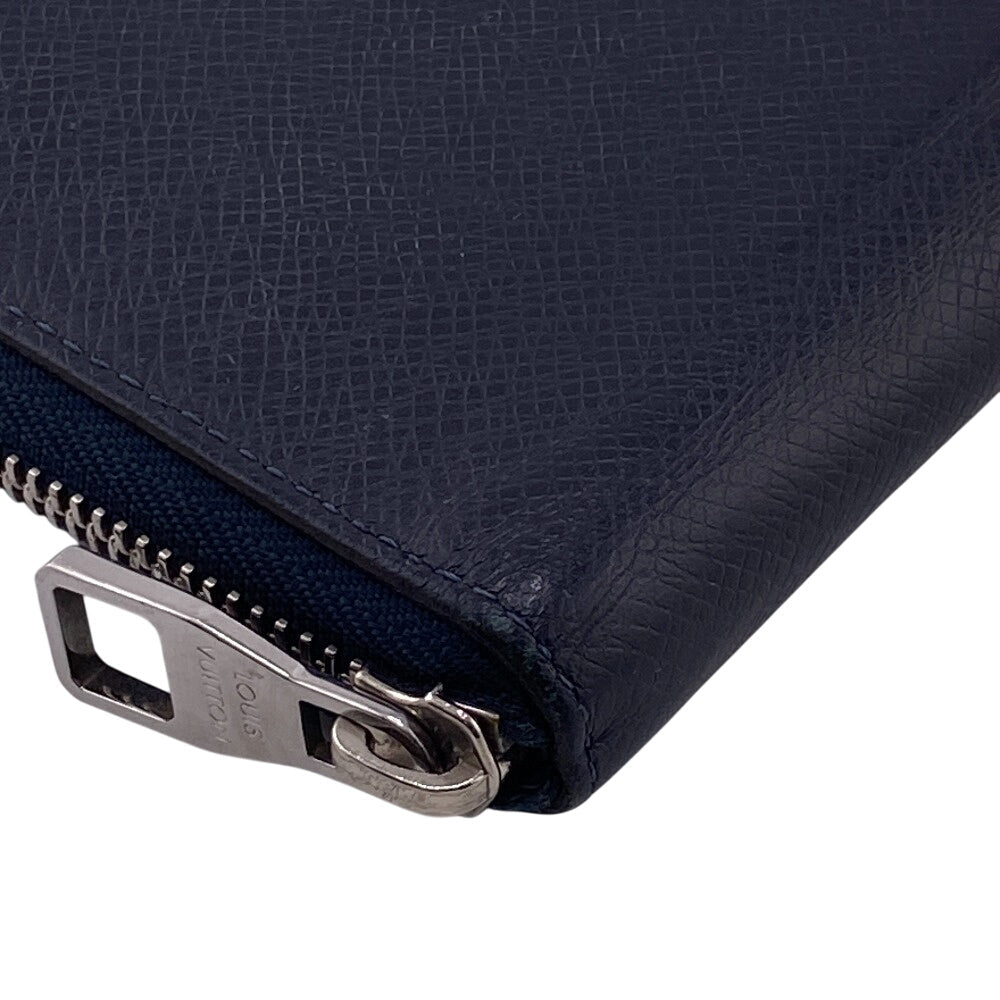 LOUIS VUITTON Long Wallet Purse M30510 leather Navy Taiga Zippy Wallet Vertical mens Used Authentic