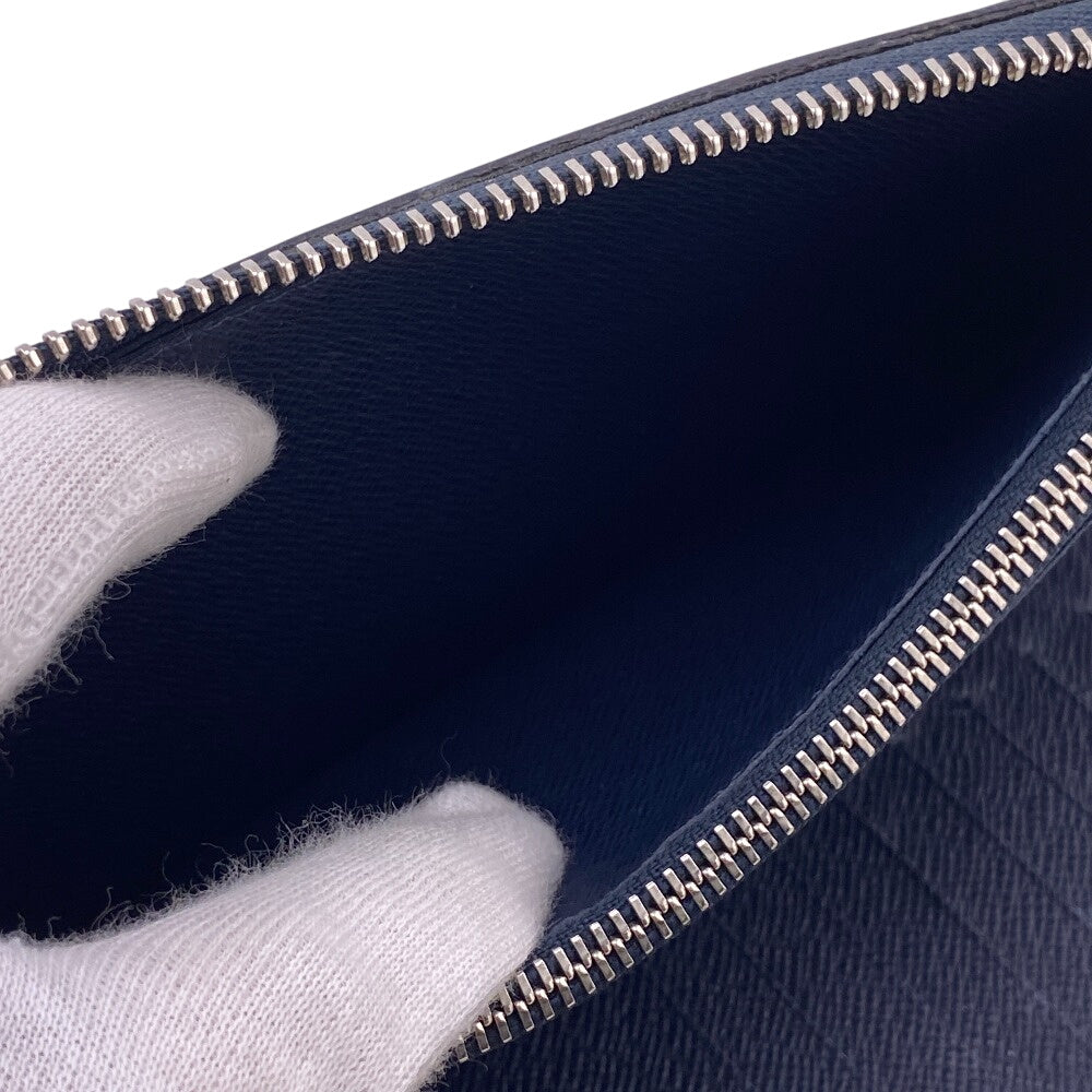 LOUIS VUITTON Long Wallet Purse M30510 leather Navy Taiga Zippy Wallet Vertical mens Used Authentic