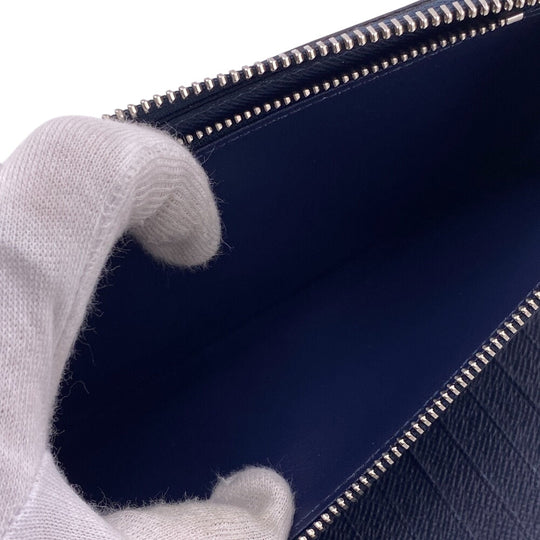 LOUIS VUITTON Long Wallet Purse M30510 leather Navy Taiga Zippy Wallet Vertical mens Used Authentic