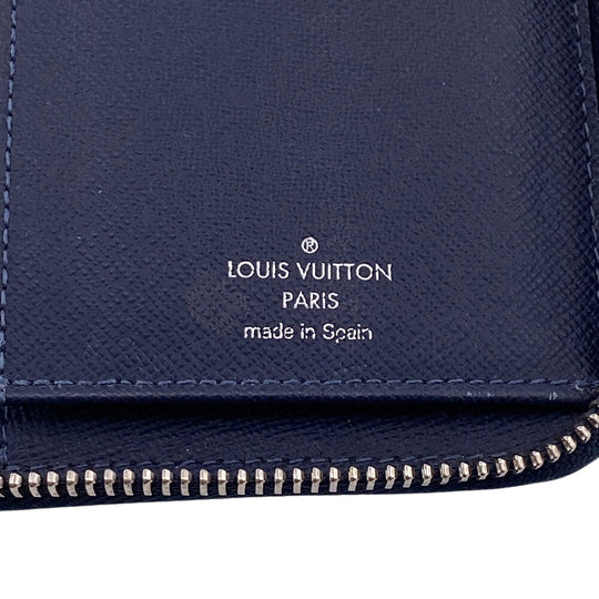 LOUIS VUITTON Long Wallet Purse M30510 leather Navy Taiga Zippy Wallet Vertical mens Used Authentic
