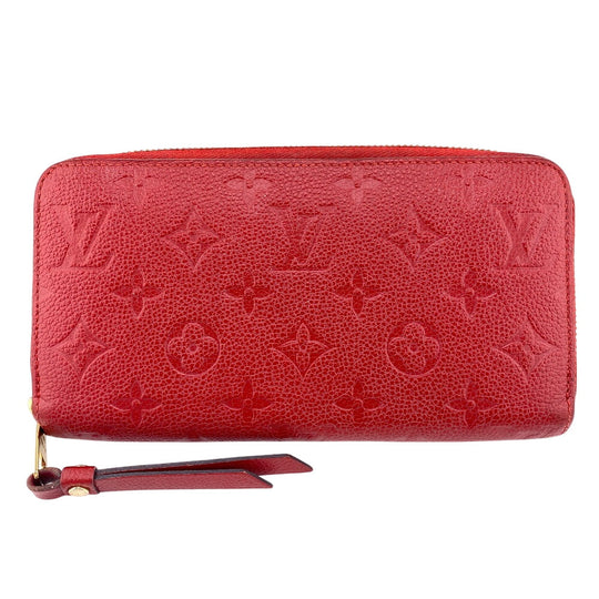 LOUIS VUITTON Long Wallet Purse M60737 Monogram Ann Platt Red Land fastener Monogram Ann Platt Zippy wallet Women Used Authentic