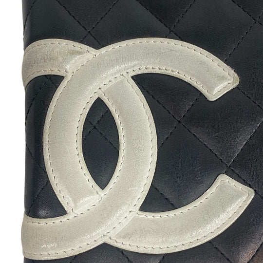 CHANEL Long Wallet Purse 12091903 leather black Zip Around Wallet Cambon line COCO Mark Zippy Organizer Wallet Women(Unisex) Used Authentic