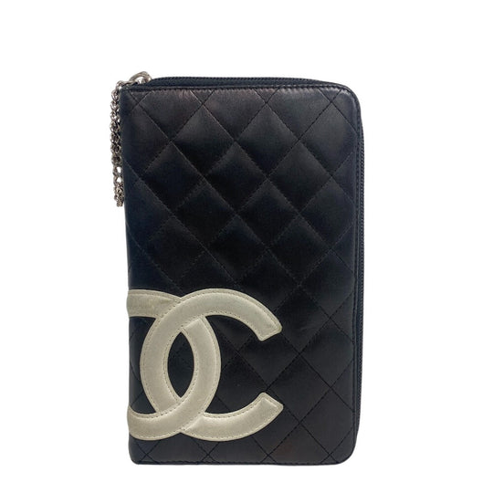 CHANEL Long Wallet Purse 12091903 leather black Zip Around Wallet Cambon line COCO Mark Zippy Organizer Wallet Women(Unisex) Used Authentic