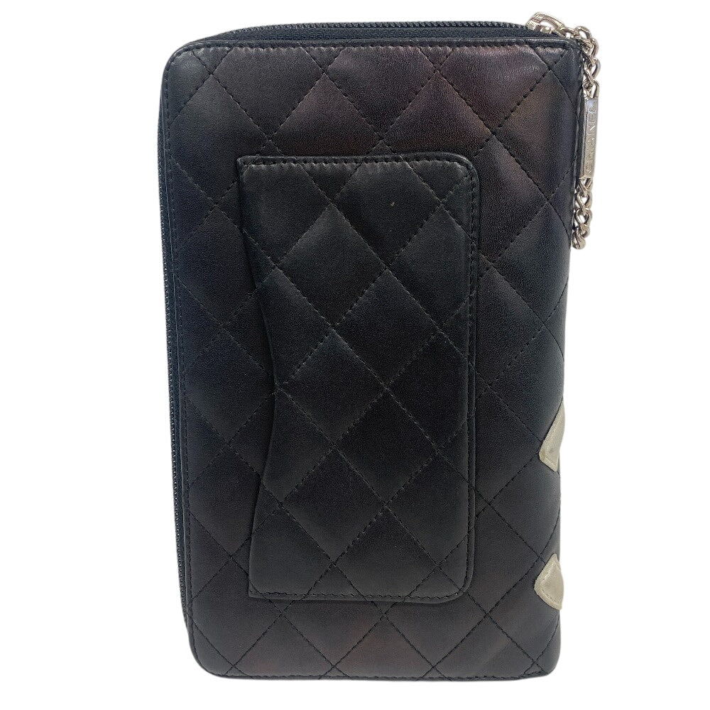 CHANEL Long Wallet Purse 12091903 leather black Zip Around Wallet Cambon line COCO Mark Zippy Organizer Wallet Women(Unisex) Used Authentic