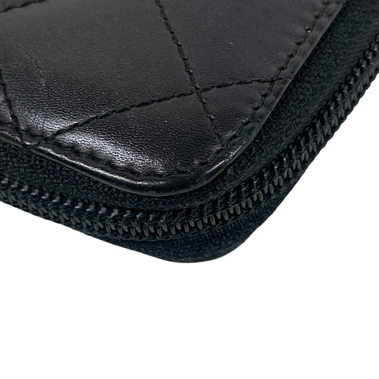 CHANEL Long Wallet Purse 12091903 leather black Zip Around Wallet Cambon line COCO Mark Zippy Organizer Wallet Women(Unisex) Used Authentic