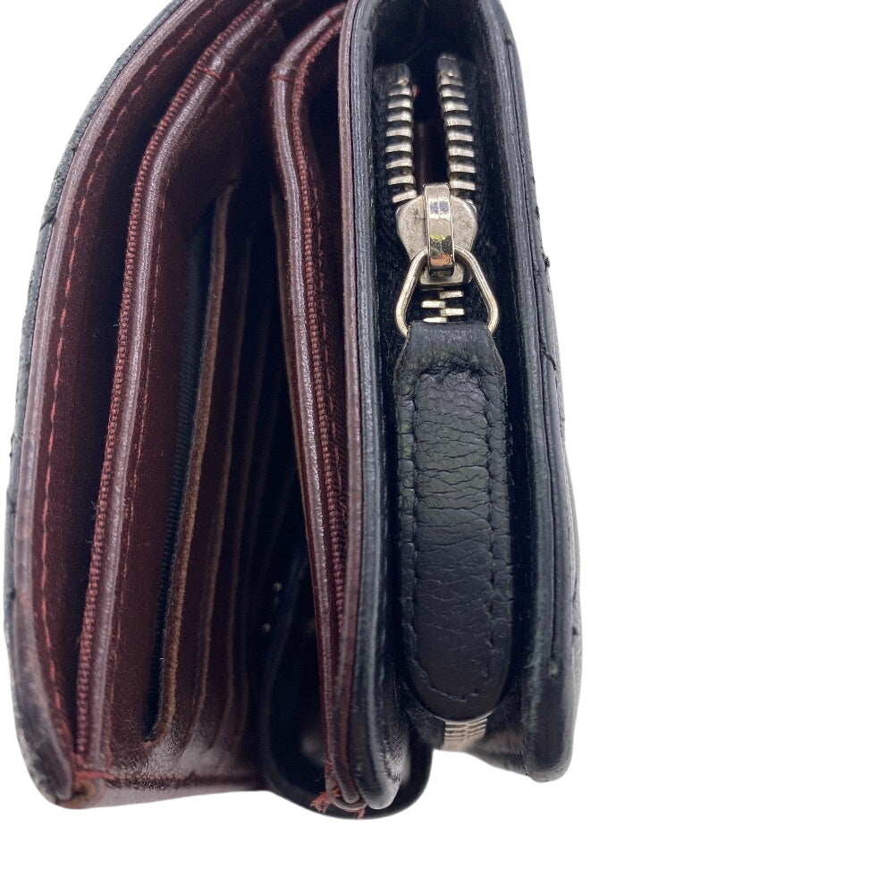 CHANEL Bifold Wallet lambskin black Matrasse COCO Mark Women Used Authentic