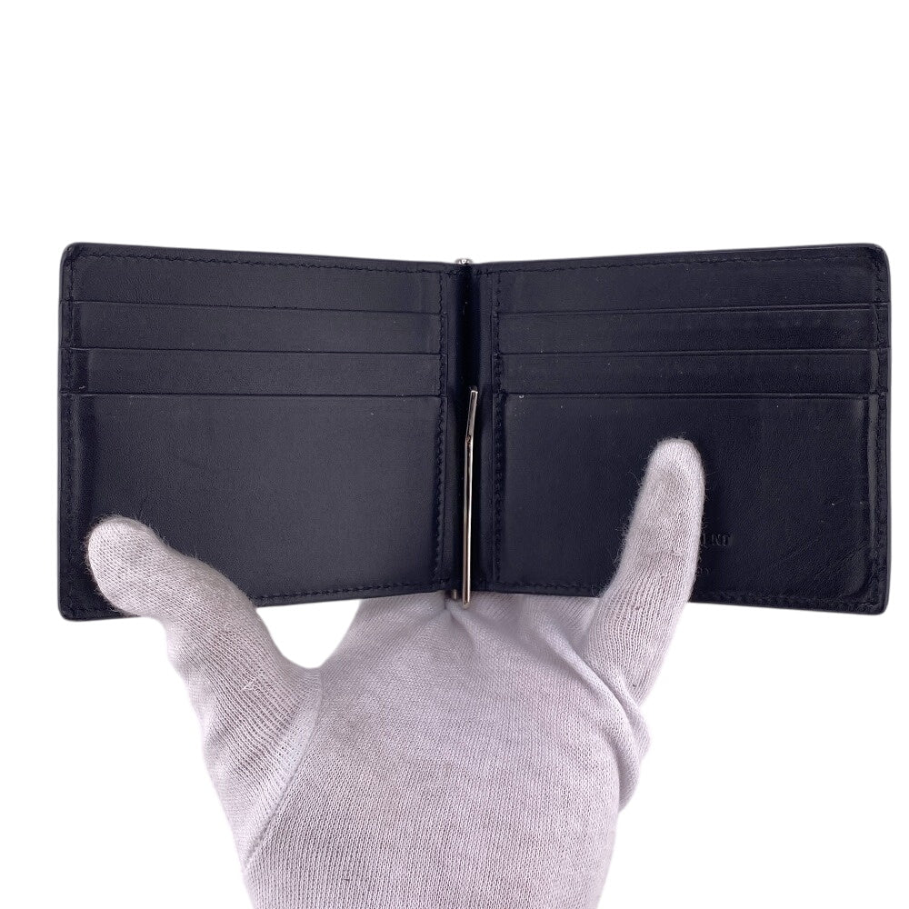 SAINT LAURENT Money clip 378005 leather black Bill clip wallet mens Used Authentic