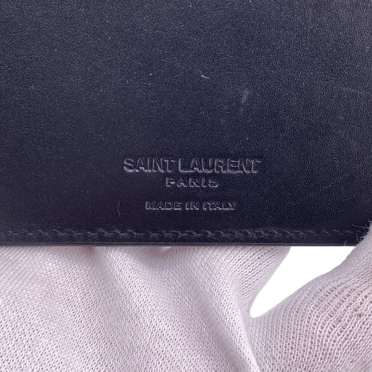 SAINT LAURENT Money clip 378005 leather black Bill clip wallet mens Used Authentic