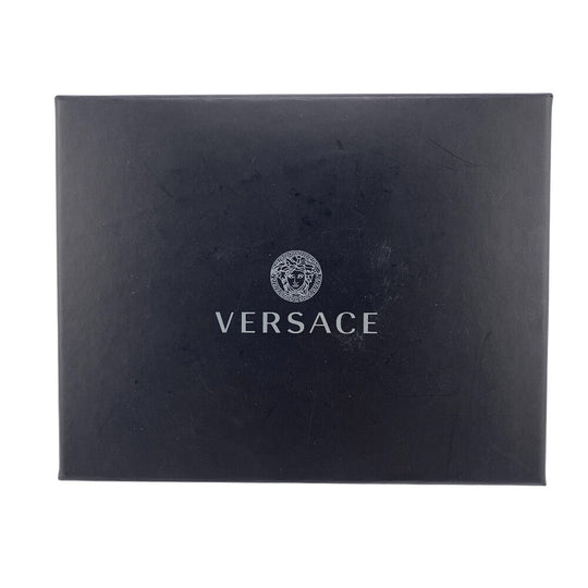 VERSACE Bifold Wallet leather black Button Zip Medusa Women Used Authentic