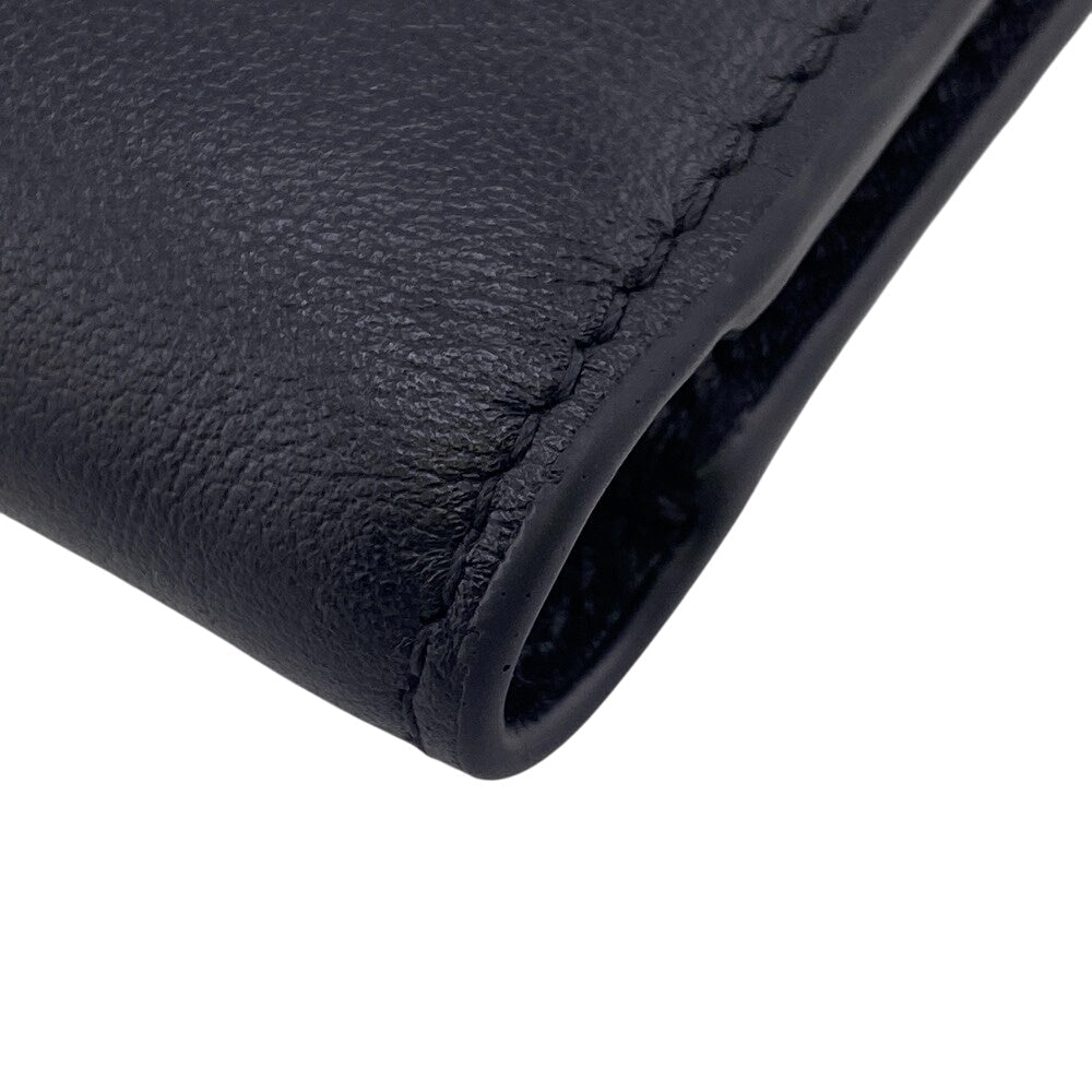 VERSACE Bifold Wallet leather black Button Zip Medusa Women Used Authentic