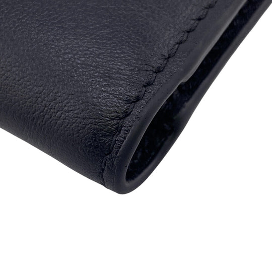 VERSACE Bifold Wallet leather black Button Zip Medusa Women Used Authentic