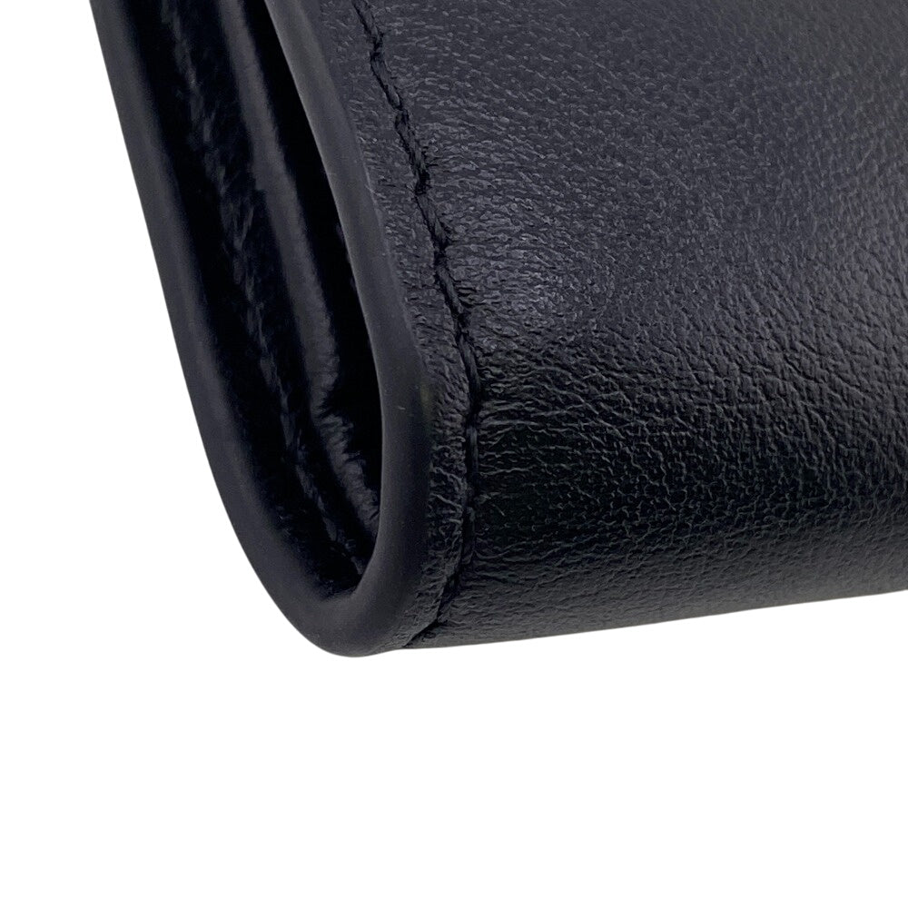 VERSACE Bifold Wallet leather black Button Zip Medusa Women Used Authentic