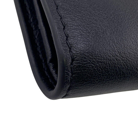 VERSACE Bifold Wallet leather black Button Zip Medusa Women Used Authentic