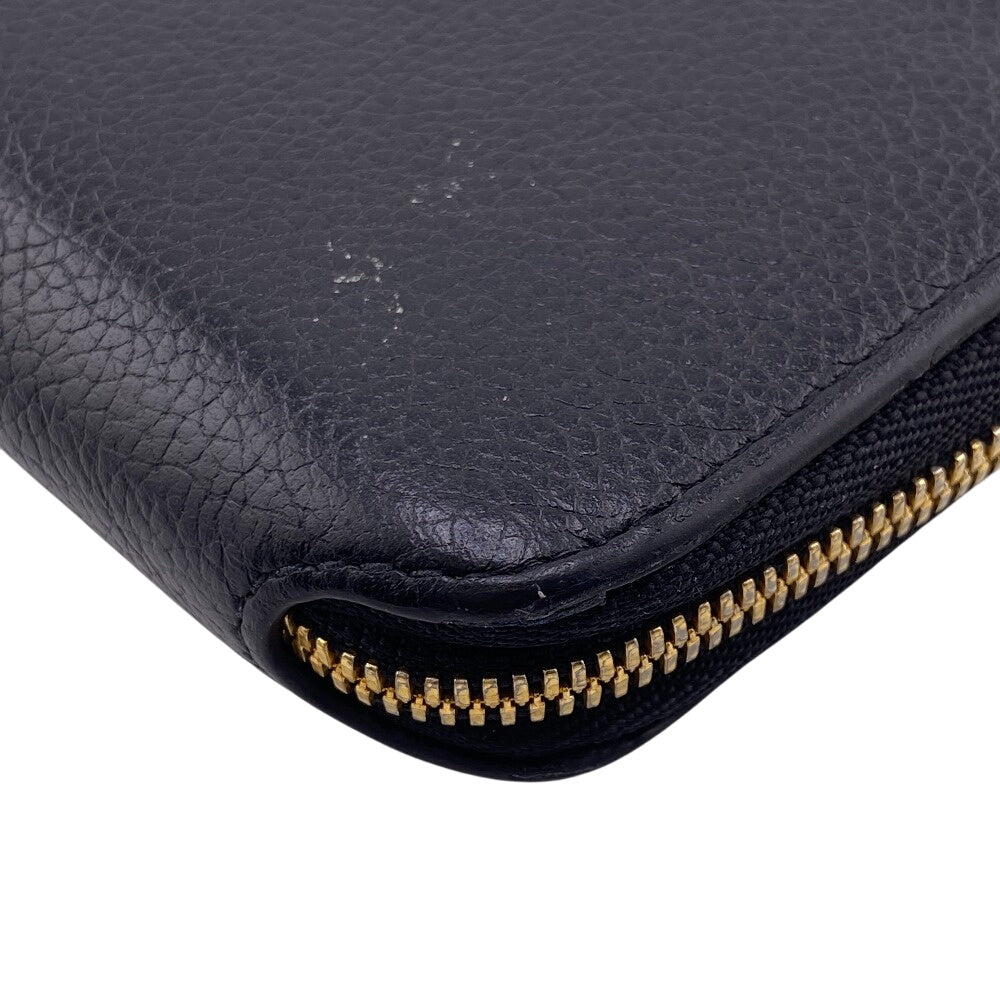 BALENCIAGA Long Wallet Purse 594290 leather black Zip Around mens Used Authentic