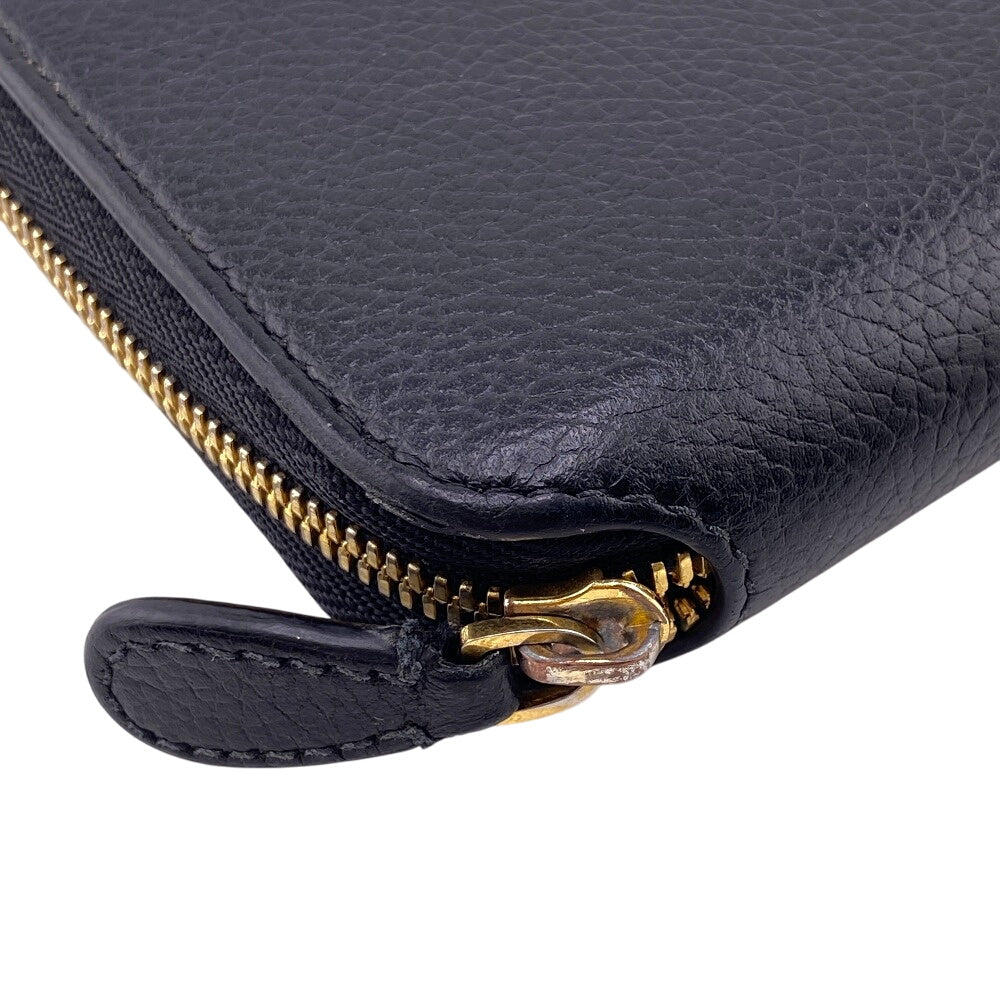 BALENCIAGA Long Wallet Purse 594290 leather black Zip Around mens Used Authentic