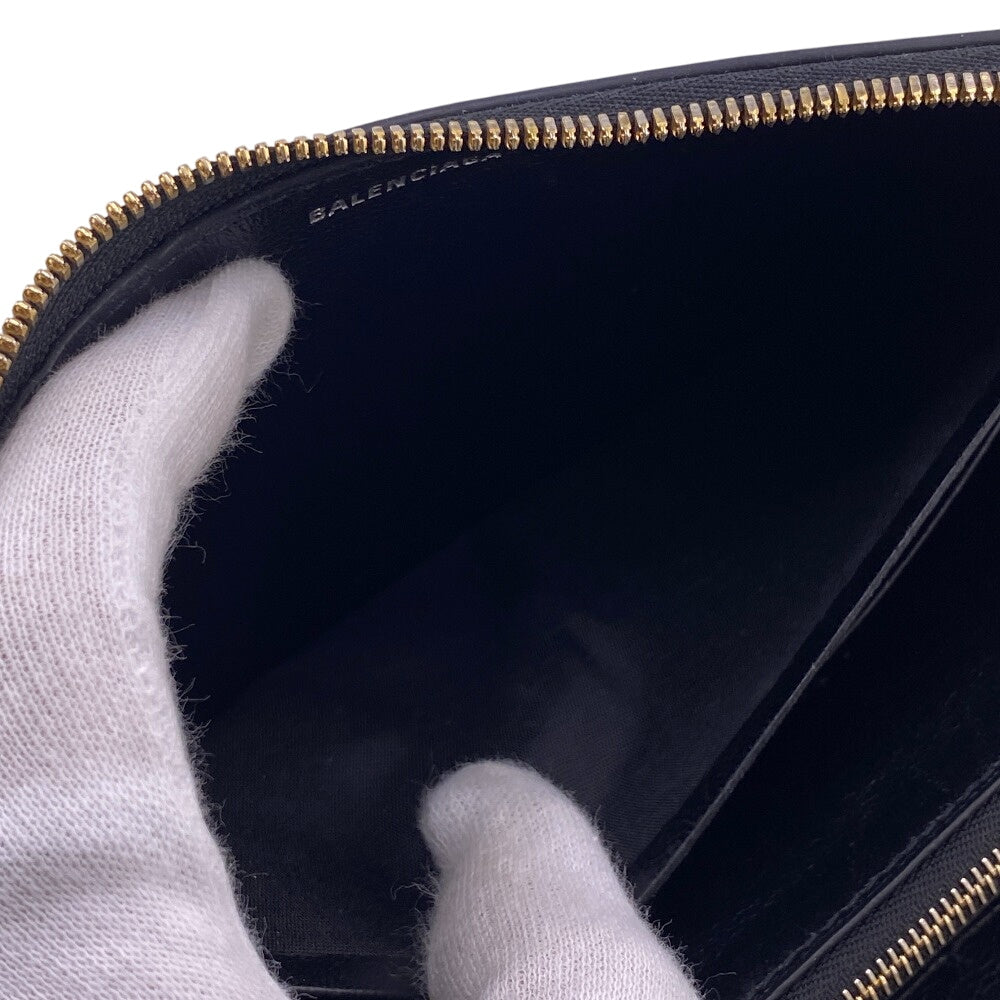 BALENCIAGA Long Wallet Purse 594290 leather black Zip Around mens Used Authentic