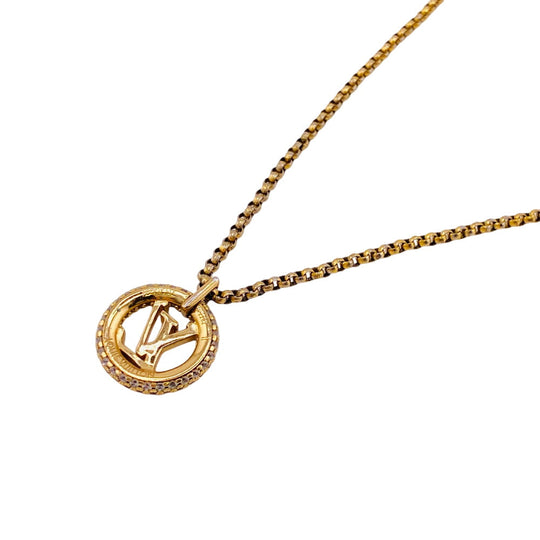 LOUIS VUITTON Necklace M00759 Metal, Rhinestone gold LV Circle louise by night Women(Unisex) Used Authentic