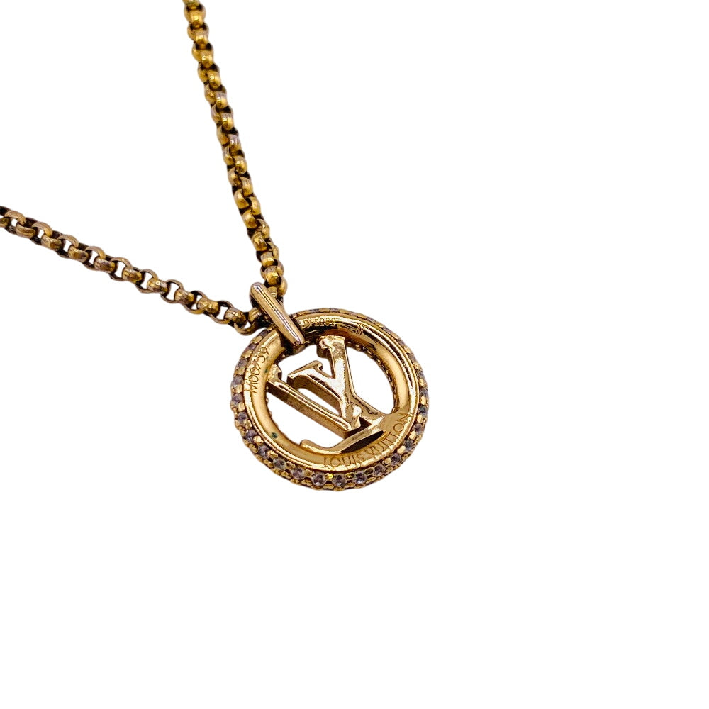 LOUIS VUITTON Necklace M00759 Metal, Rhinestone gold LV Circle louise by night Women(Unisex) Used Authentic