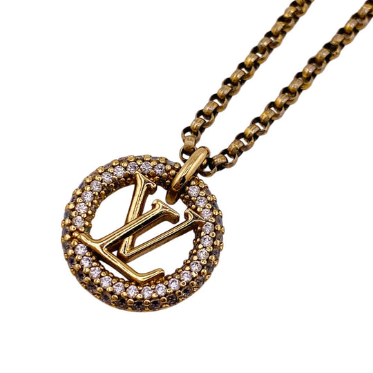 LOUIS VUITTON Necklace M00759 Metal, Rhinestone gold LV Circle louise by night Women(Unisex) Used Authentic