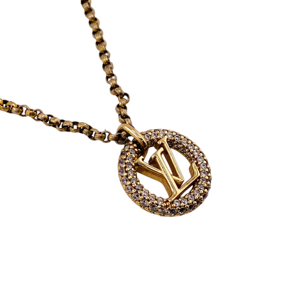 LOUIS VUITTON Necklace M00759 Metal, Rhinestone gold LV Circle louise by night Women(Unisex) Used Authentic
