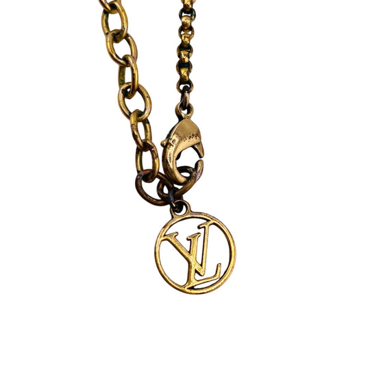 LOUIS VUITTON Necklace M00759 Metal, Rhinestone gold LV Circle louise by night Women(Unisex) Used Authentic