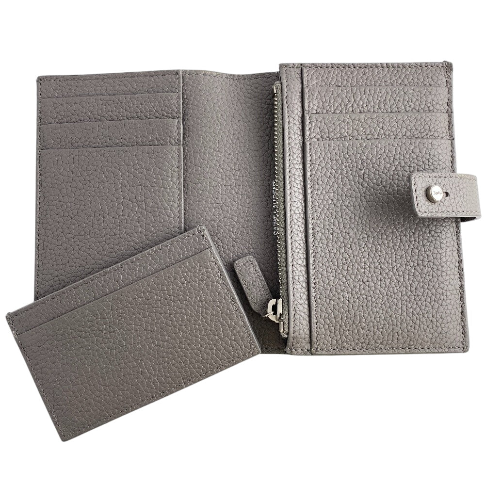SAINT LAURENT PARIS Bifold Wallet 505011 leather gray Compact wallet Women Used Authentic