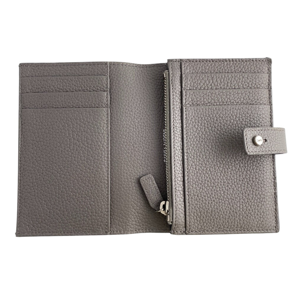 SAINT LAURENT PARIS Bifold Wallet 505011 leather gray Compact wallet Women Used Authentic