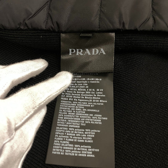 PRADA Down jacket Wool, Polyester black Knit switching mens 46 Used Authentic
