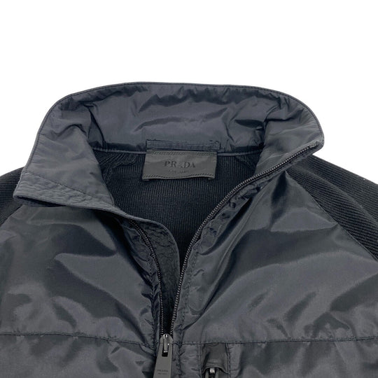 PRADA Down jacket Wool, Polyester black Knit switching mens 46 Used Authentic