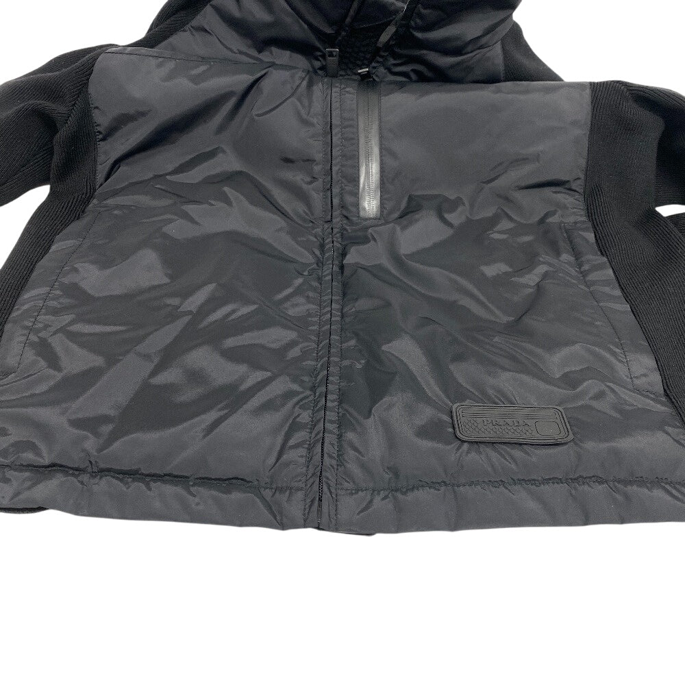 PRADA Down jacket Wool, Polyester black Knit switching mens 46 Used Authentic