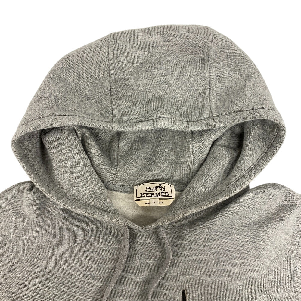 HERMES Hoodie cotton gray Super H mens L Used Authentic