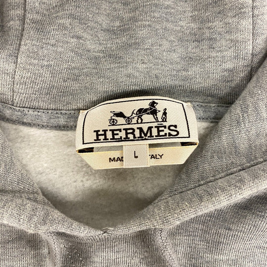 HERMES Hoodie cotton gray Super H mens L Used Authentic