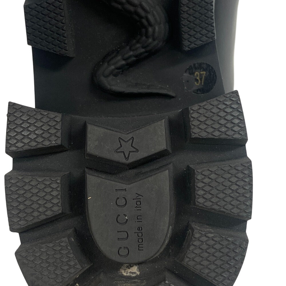 GUCCI boots 550036 leather black Side gore boots GG Marmont Velcro Strap Jewel Women 37 Used Authentic