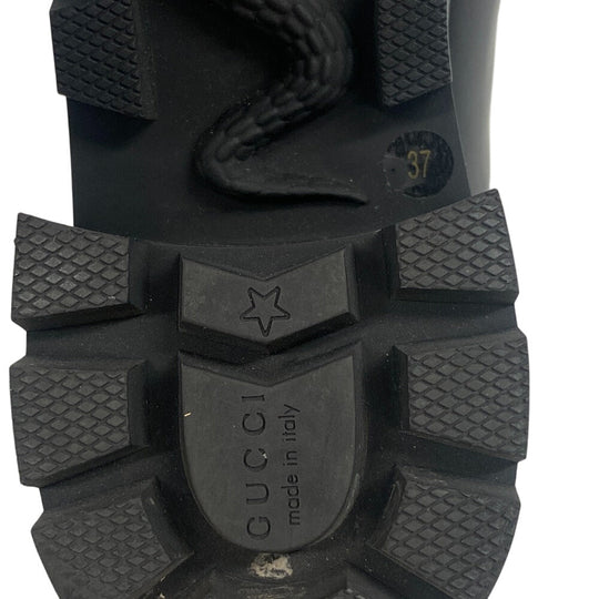 GUCCI boots 550036 leather black Side gore boots GG Marmont Velcro Strap Jewel Women 37 Used Authentic