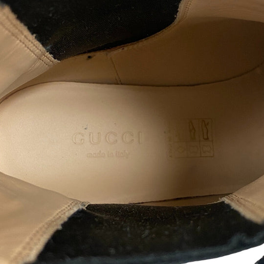 GUCCI boots 550036 leather black Side gore boots GG Marmont Velcro Strap Jewel Women 37 Used Authentic