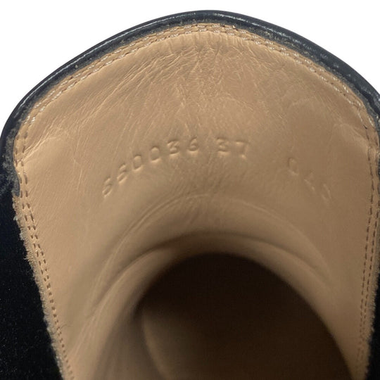 GUCCI boots 550036 leather black Side gore boots GG Marmont Velcro Strap Jewel Women 37 Used Authentic