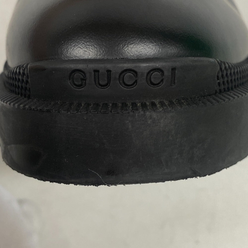 GUCCI boots 550036 leather black Side gore boots GG Marmont Velcro Strap Jewel Women 37 Used Authentic
