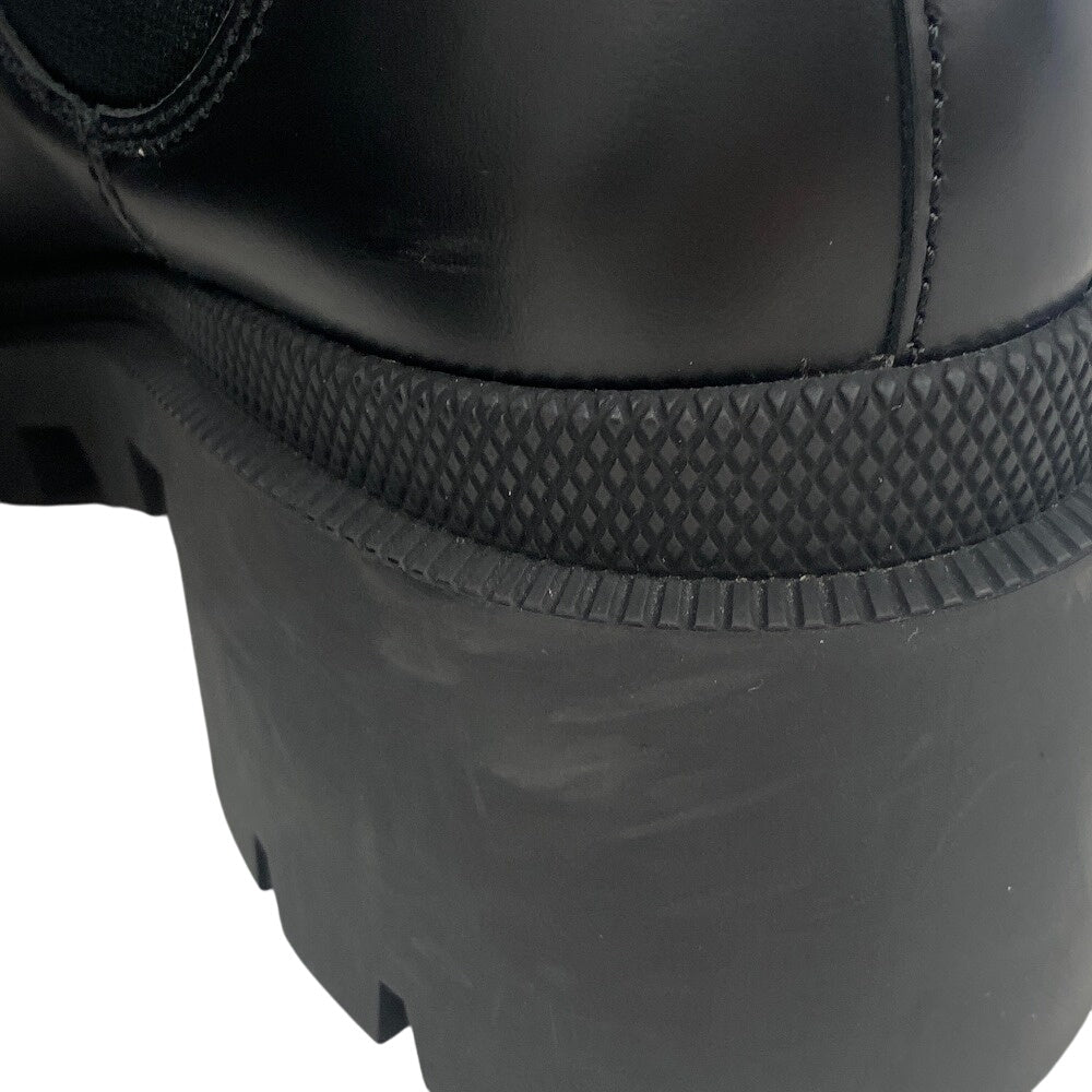 GUCCI boots 550036 leather black Side gore boots GG Marmont Velcro Strap Jewel Women 37 Used Authentic