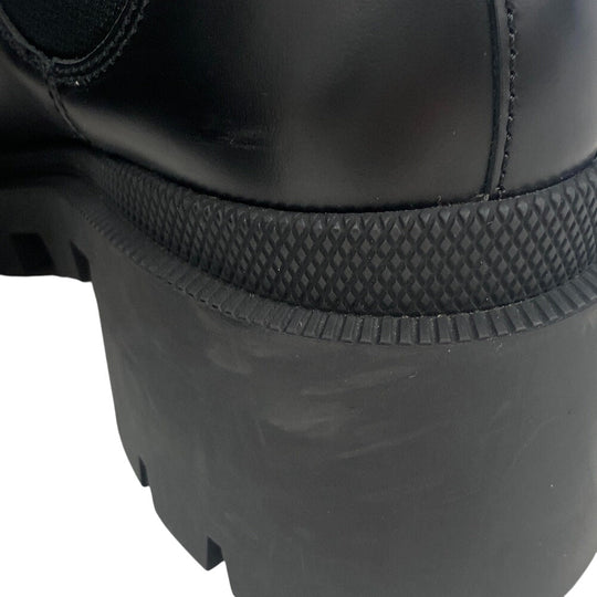 GUCCI boots 550036 leather black Side gore boots GG Marmont Velcro Strap Jewel Women 37 Used Authentic