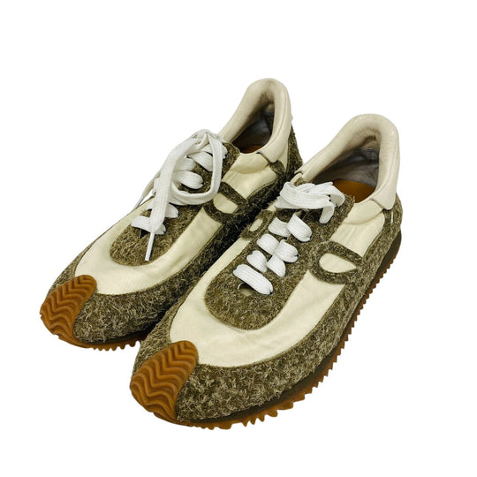 LOEWE sneakers 592310 Suede, Fabric beige flow runner mens 40 Used Authentic