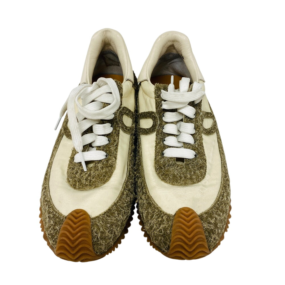 LOEWE sneakers 592310 Suede, Fabric beige flow runner mens 40 Used Authentic