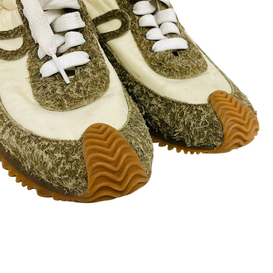 LOEWE sneakers 592310 Suede, Fabric beige flow runner mens 40 Used Authentic