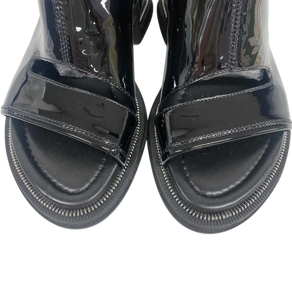 LOUIS VUITTON boots NL1221 Patent leather black Short boots open toe Moonlight Line LV Circle Logo Women 37 Used Authentic