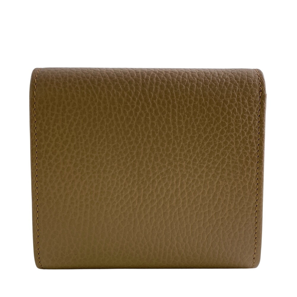 GUCCI Bifold Wallet leather beige GG Marmont Women Used Authentic