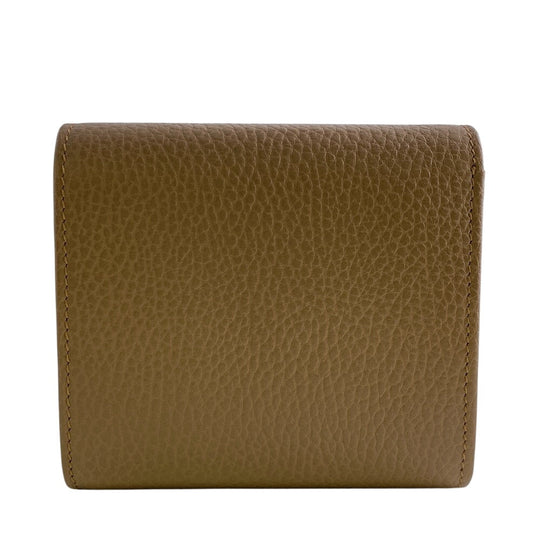 GUCCI Bifold Wallet leather beige GG Marmont Women Used Authentic